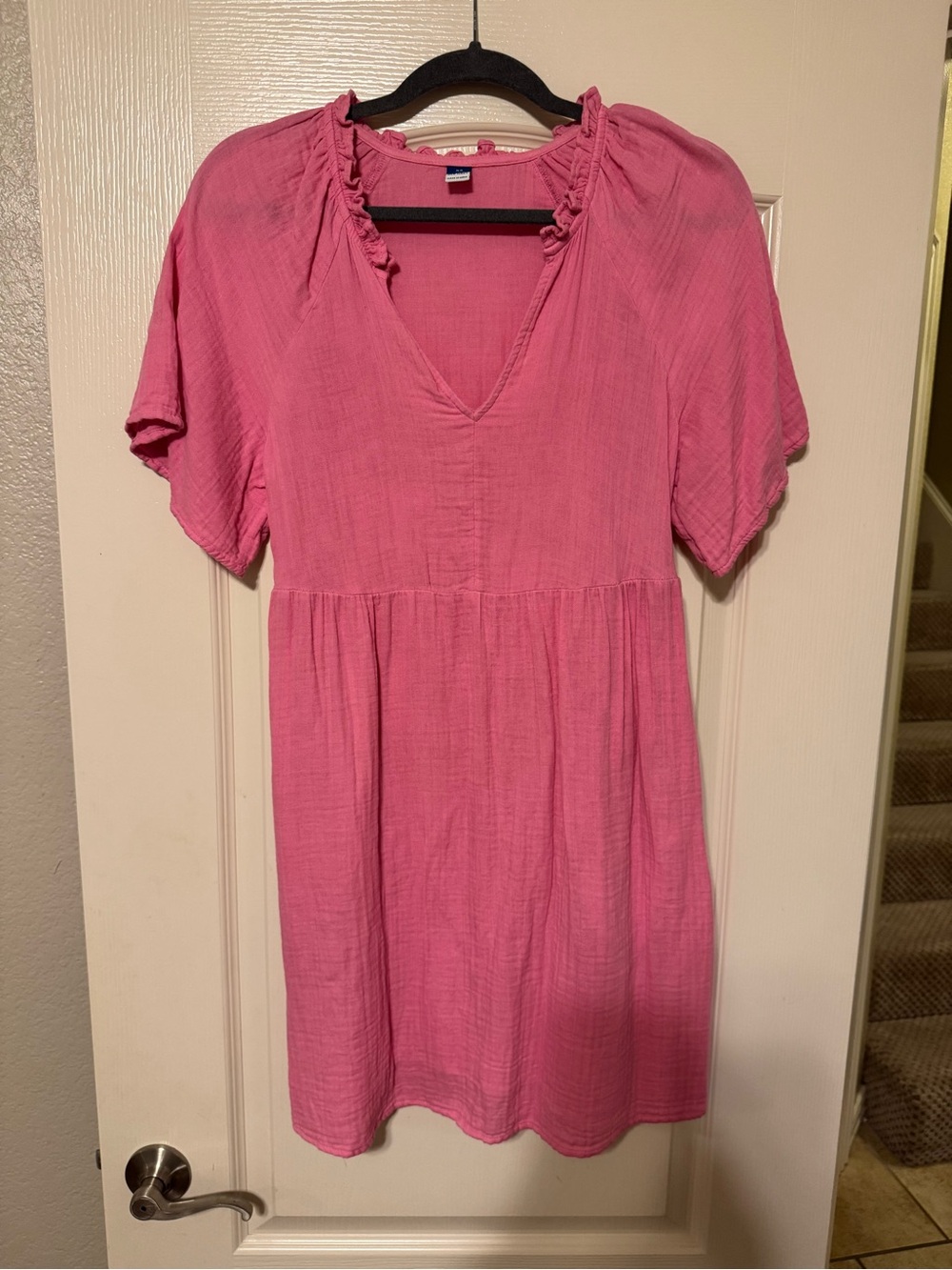 Pink Short Sleeve V-Neck Women’s Dress